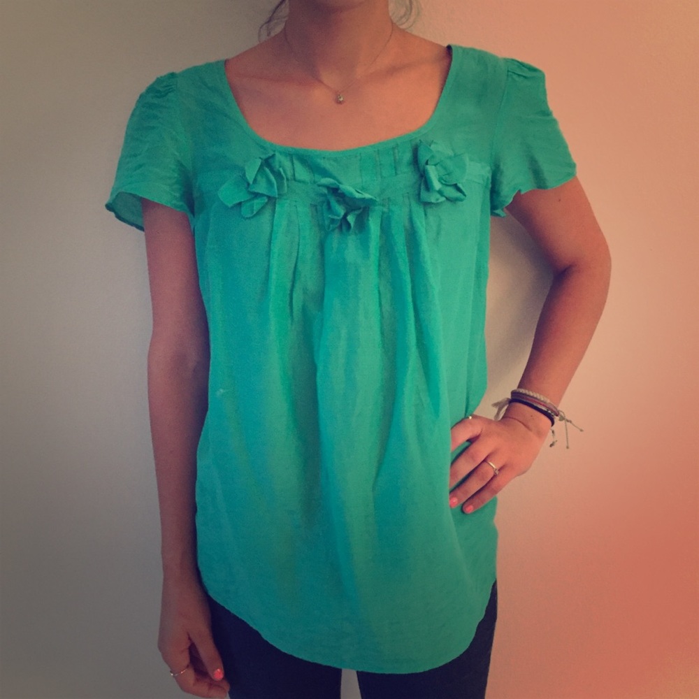 Loft Green Silky Cotton Blouse